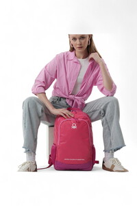  Benetton  Pembe Unisex Okul Sırt Çantası 20878