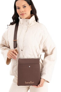 Benetton Print Kahve-Camel Kadın Çapraz Askılı Çanta BNT1672