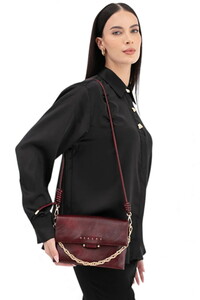  Sisley Logo Detaylı Bordo Kadın Çapraz Askılı Çanta SLY233