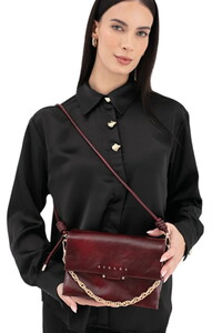  Sisley Logo Detaylı Bordo Kadın Çapraz Askılı Çanta SLY233