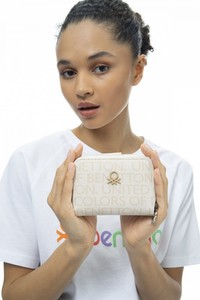 Benetton Monogram Bej Kadın Portföy & Clutch Çanta BNT940