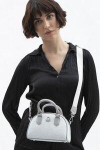 Benetton Monogram Beyaz-Gri Kadın El Çantası BNT1602