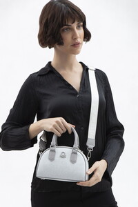  Benetton Monogram Beyaz-Gri Kadın El Çantası BNT1602