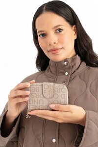  Benetton Monogram Taş-Kahve Kadın Portföy & Clutch Çanta BNT1659