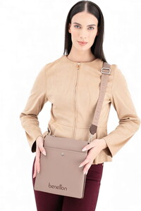 Benetton Print Vizon-Kahve Kadın Çapraz Askılı Çanta BNT1672