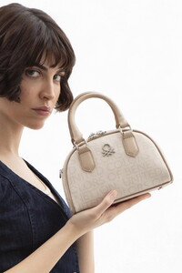 Benetton Monogram Bej-Camel Kadın El Çantası BNT1602