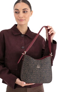 Benetton Monogram Kahve-Bordo Kadın Omuz Çantası BNT1703