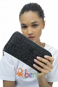 Benetton Monogram Siyah Kadın Portföy & Clutch Çanta BNT942