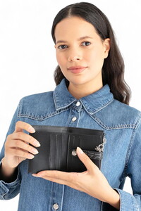  Benetton Monogram Siyah Kadın Portföy & Clutch Çanta BNT1660