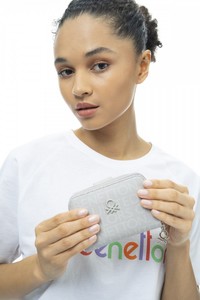Benetton Monogram Gri Kadın Portföy & Clutch Çanta BNT940