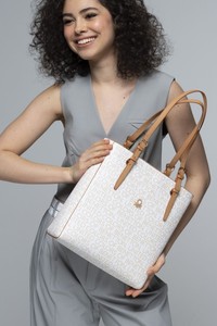  Benetton Monogram Bej-Camel Kadın Omuz Çantası BNT781