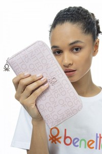  Benetton Monogram Pembe Kadın Portföy & Clutch Çanta BNT942