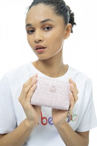  Benetton Monogram Pembe Kadın Portföy & Clutch Çanta BNT940