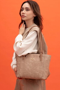 Benetton Monogram Camel Kadın El Çantası BNT1387