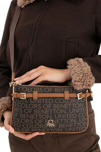  Benetton Monogram Kahve-Taba Kadın Çapraz Askılı Çanta BNT1681