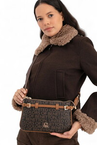 Benetton Monogram Kahve-Taba Kadın Çapraz Askılı Çanta BNT1681