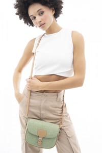 Benetton Monogram Yeşil/Camel Kadın Çapraz Askılı Çanta BNT959