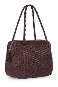  Gön Hand Made Kahve Kadın Omuz Çantası Kirpi