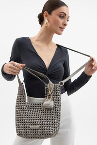  Sisley  Platin Kadın Omuz Çantası SLY221