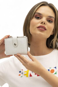 Benetton Monogram Beyaz-Gri Kadın Portföy & Clutch Çanta BNT1310