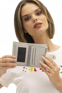  Benetton Monogram Beyaz-Gri Kadın Portföy & Clutch Çanta BNT1310