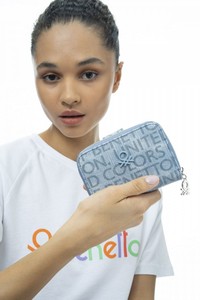 Benetton Monogram Kot/Mavi Kadın Portföy & Clutch Çanta BNT940