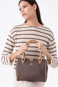 Benetton Monogram Kahve-Camel Kadın El Çantası BNT1533