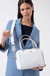 Benetton Monogram Beyaz-Gri Kadın El Çantası BNT1533
