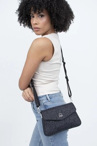 Benetton Monogram Siyah Kadın Çapraz Askılı Çanta BNT1289