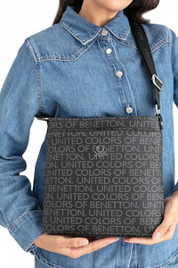 Benetton Monogram Siyah Kadın Çapraz Askılı Çanta BNT1643