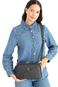 Benetton Monogram Siyah Kadın Çapraz Askılı Çanta BNT1638