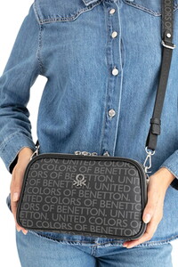  Benetton Monogram Siyah Kadın Çapraz Askılı Çanta BNT1638