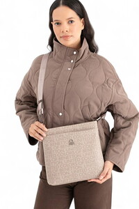 Benetton Monogram Taş-Kahve Kadın Çapraz Askılı Çanta BNT1643