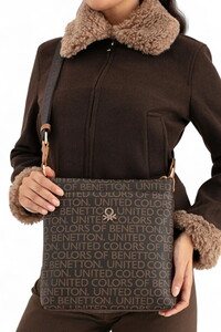  Benetton Monogram Kahve-Taba Kadın Çapraz Askılı Çanta BNT1643