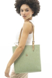 Benetton Monogram Yeşil/Camel Kadın Omuz Çantası BNT967